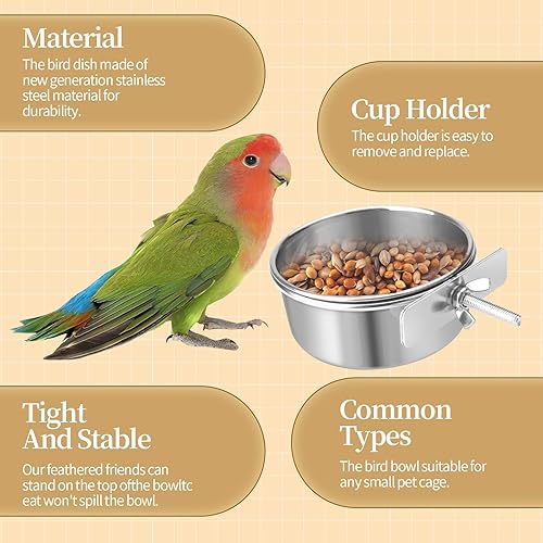 Stainless Steel Bowl with Clamp - Bird Feeder