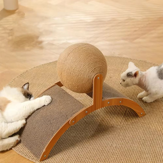Inclined Corrugated Cat Scratching Pad for Exercise, Play & Furniture Protection