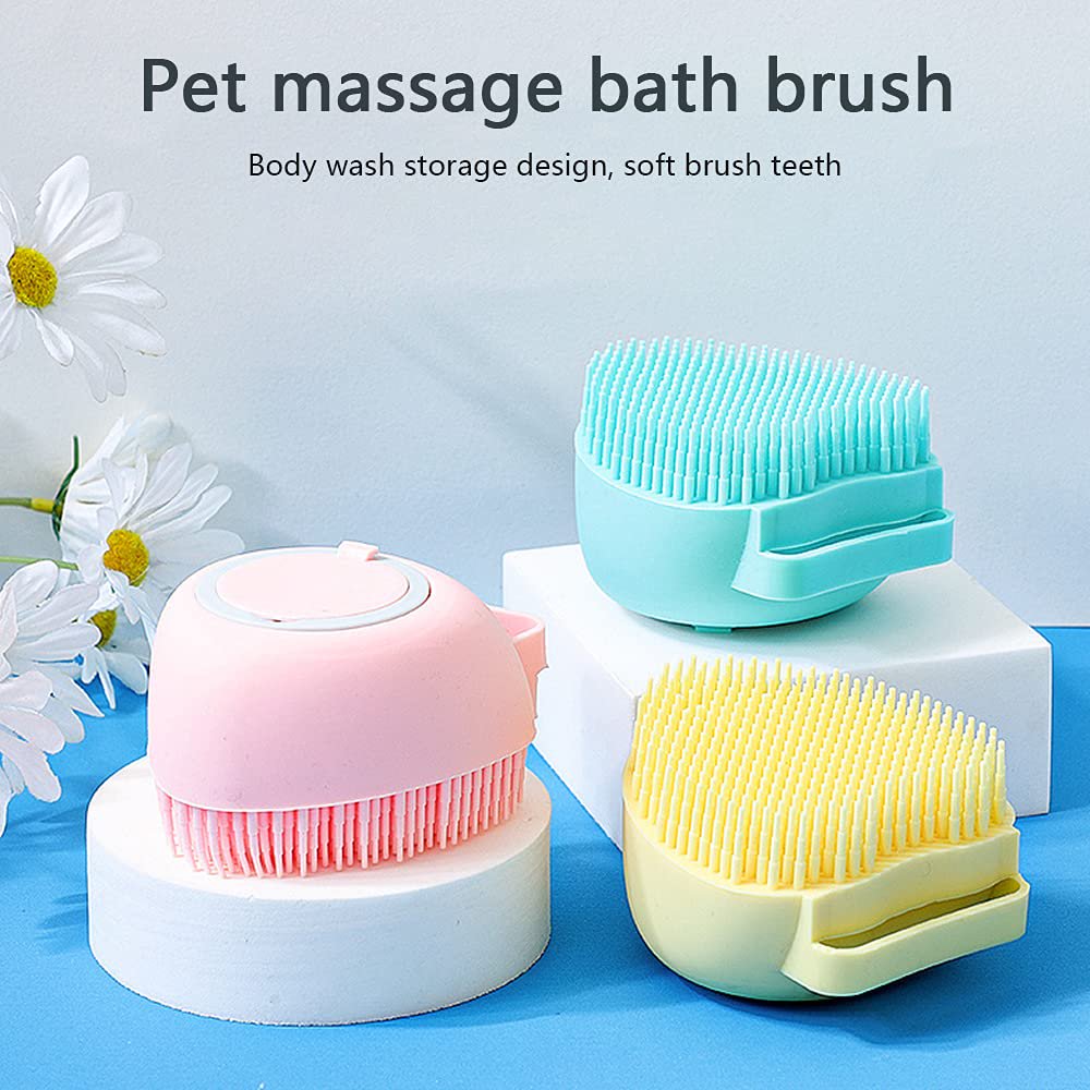 Escova para Banho com Dispenser de Shampoo para Massagem de Animais de Estimação