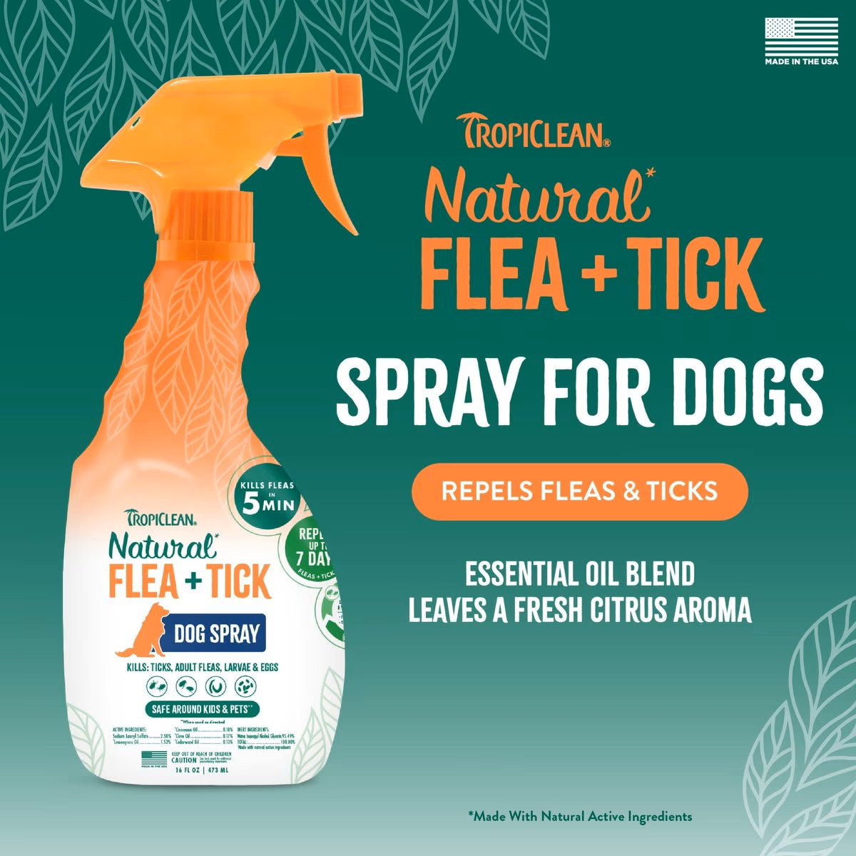 TropiClean Natural* Flea + Tick Dog Spray