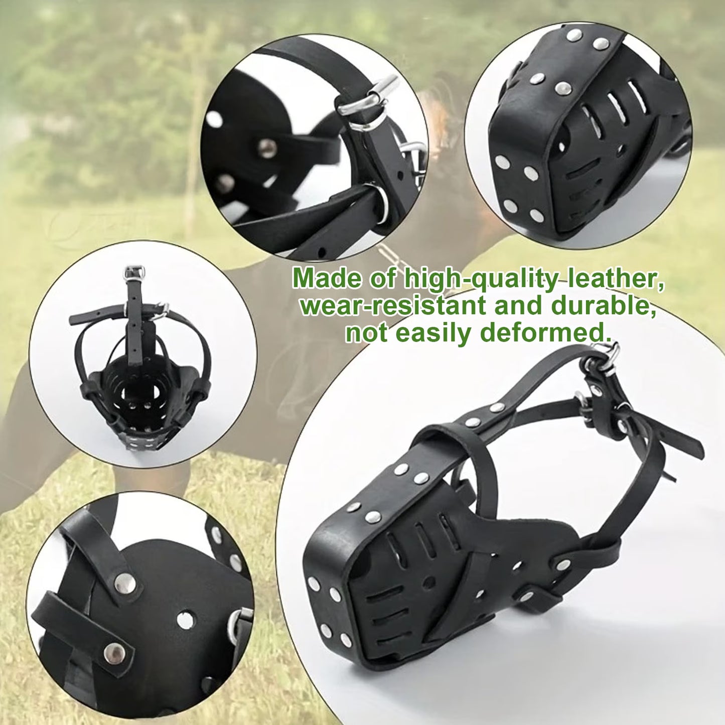 Leather Dog Muzzle for Large Dogs