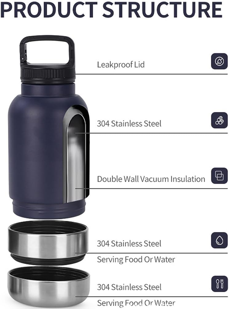 3-in-1 Insulated Pet Water Bottle & Food Container