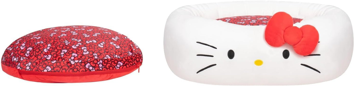 Hello Kitty Bolster Pet Bed - Machine Washable Removable Insert