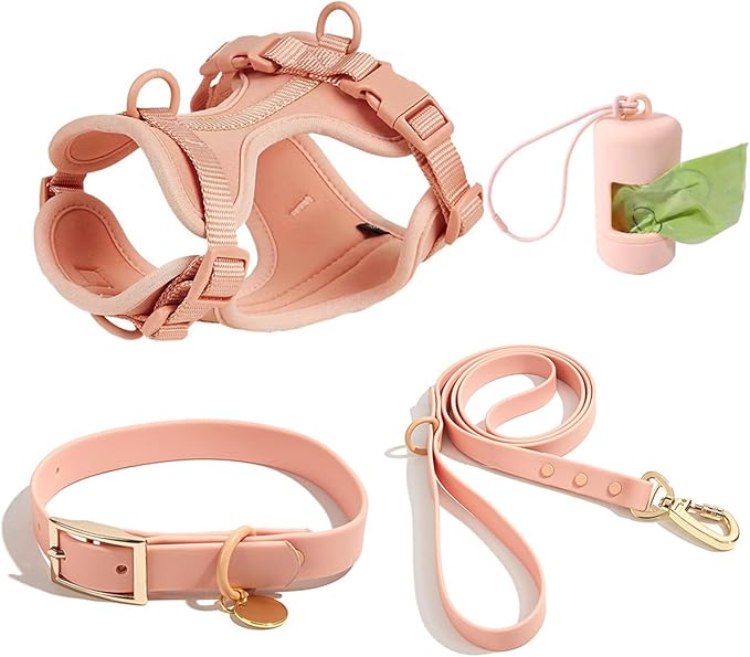 4 PCS Dog Walking Set | Harness, Collar, Leash, Poop Bag Holder