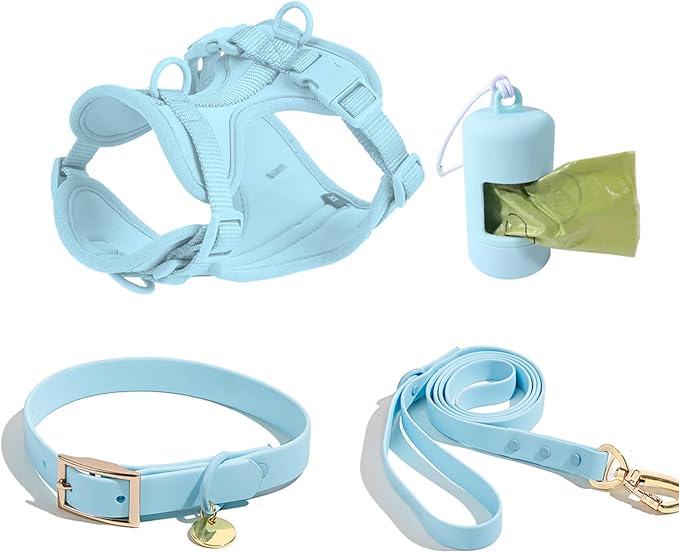 4 PCS Dog Walking Set | Harness, Collar, Leash, Poop Bag Holder