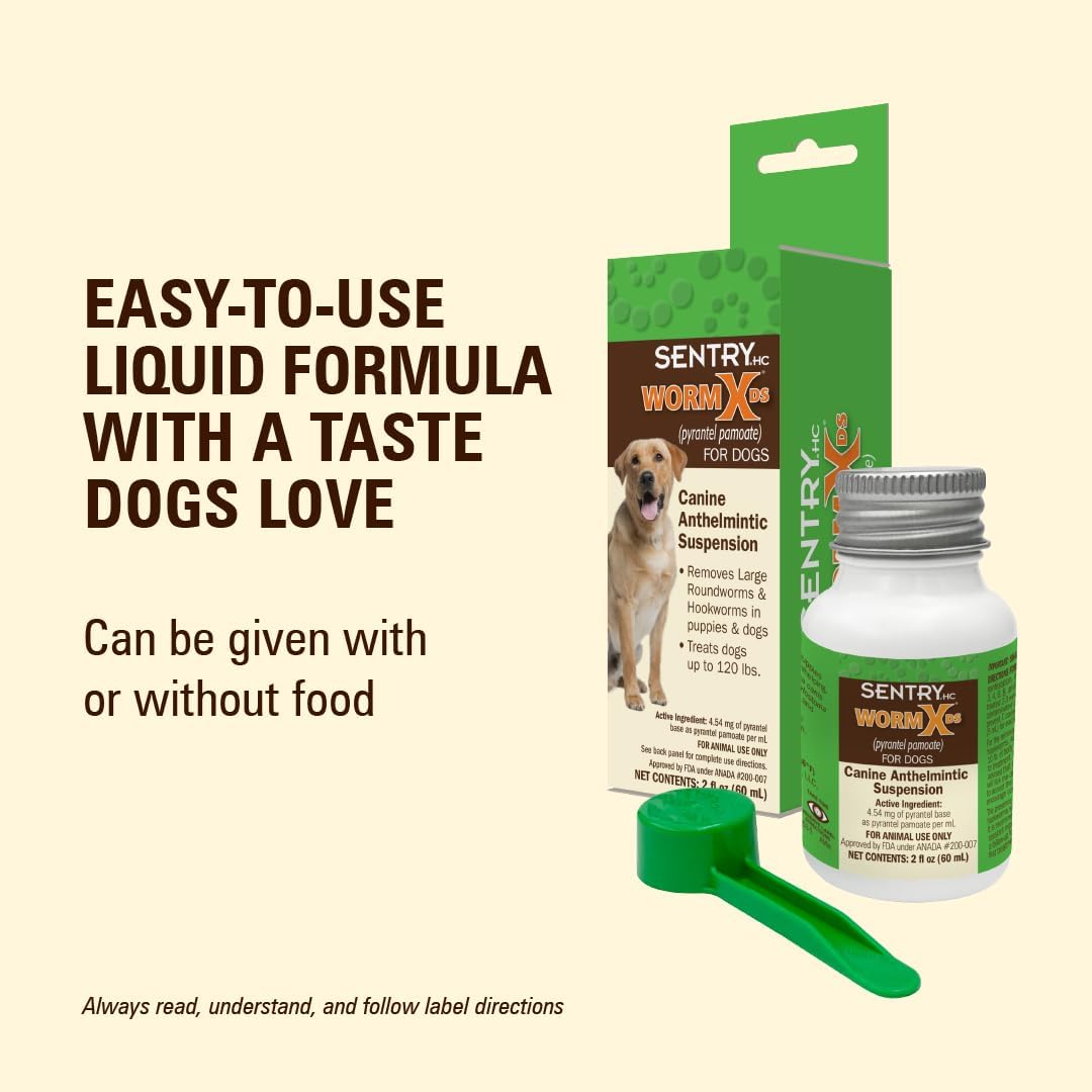 Sentry Pet Care HC WormX DS (pyrantel pamoate) Canine Anthelmintic Suspension De-wormer for Dogs, 2 oz
