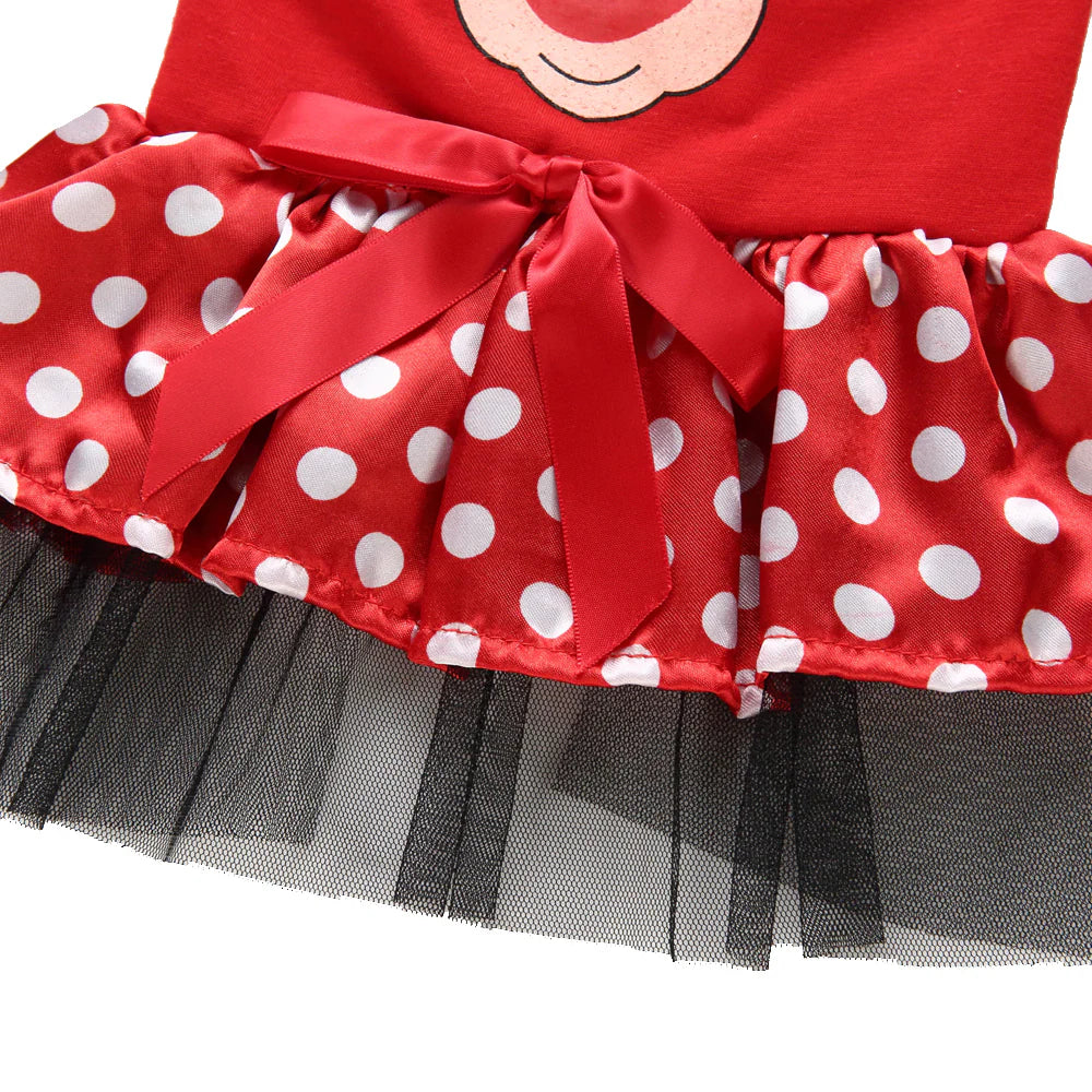 Christmas Reindeer Dog Dress – Red Holiday Skirt for Small Dogs