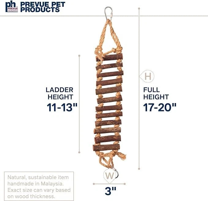 Prevue Hendryx Pet Products Naturals Small Wood and Rope Ladder Bridge Bird Toy