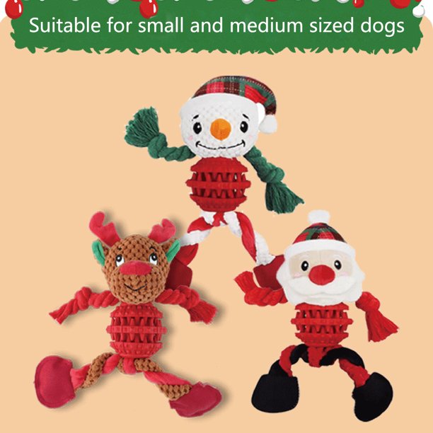 Juguetes de peluche chirriantes para perros + Muñeco de nieve interactivo + Juguetes de cuerda multifunción para perros