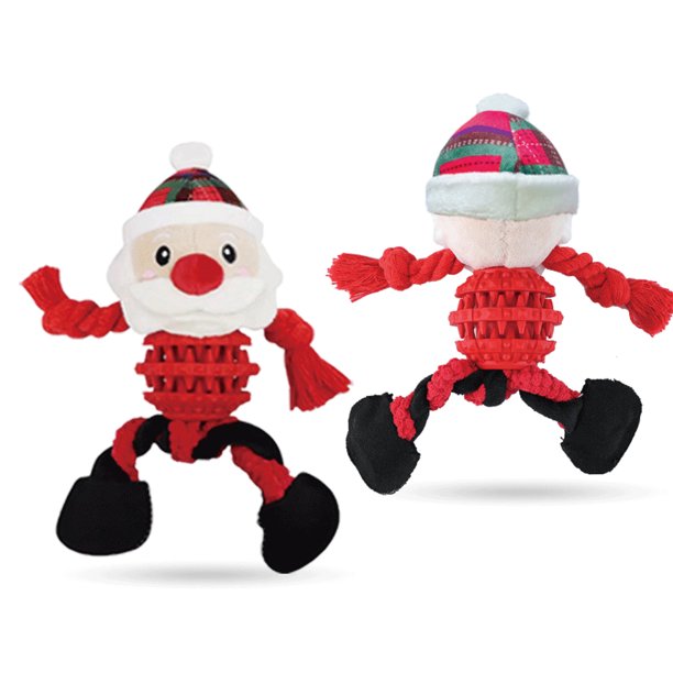Juguetes de peluche chirriantes para perros + Muñeco de nieve interactivo + Juguetes de cuerda multifunción para perros