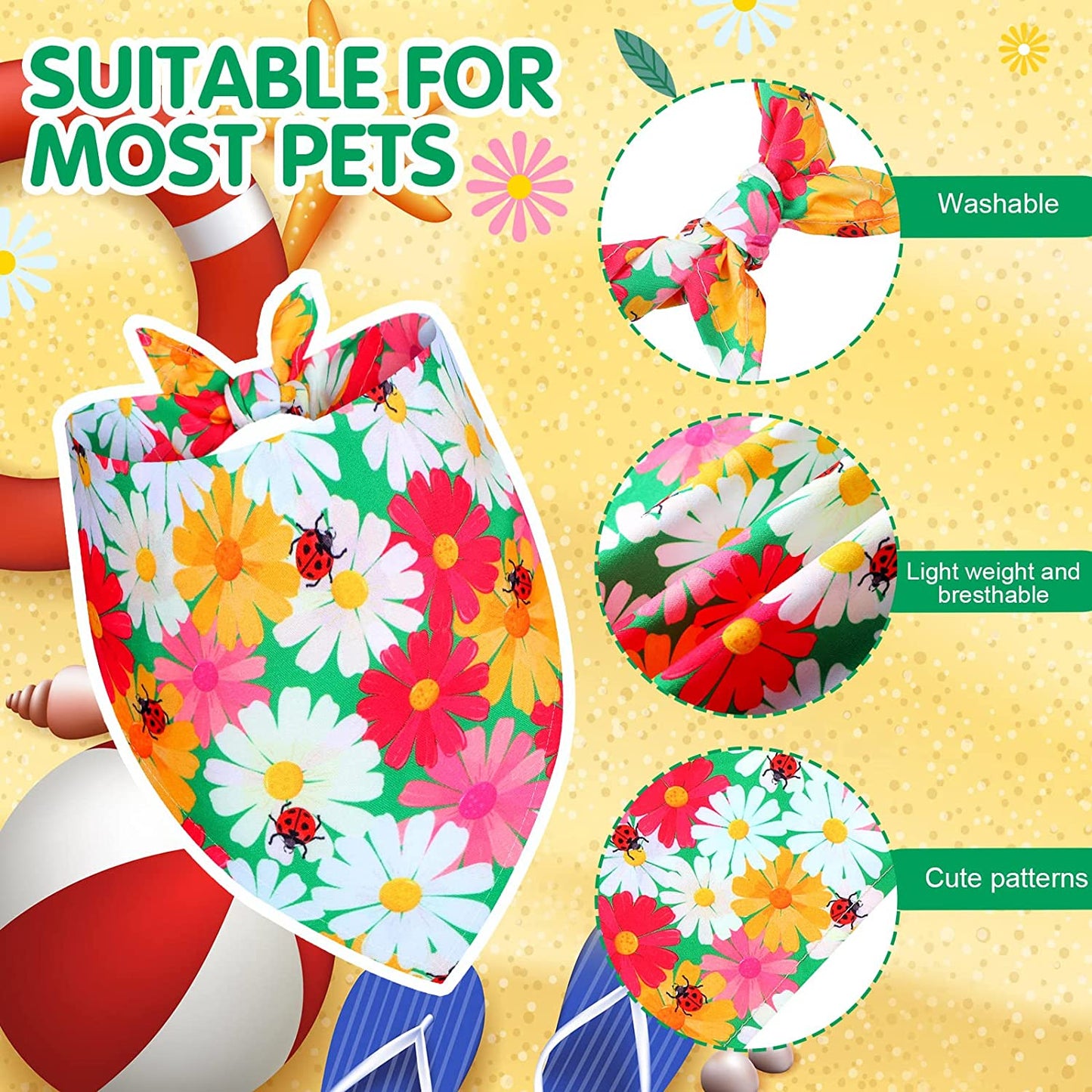 Pañuelos de perro con bonito estampado de flores