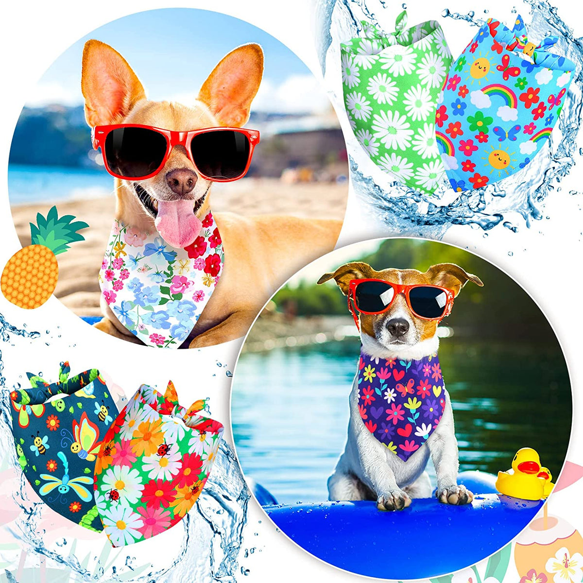 Pañuelos de perro con bonito estampado de flores