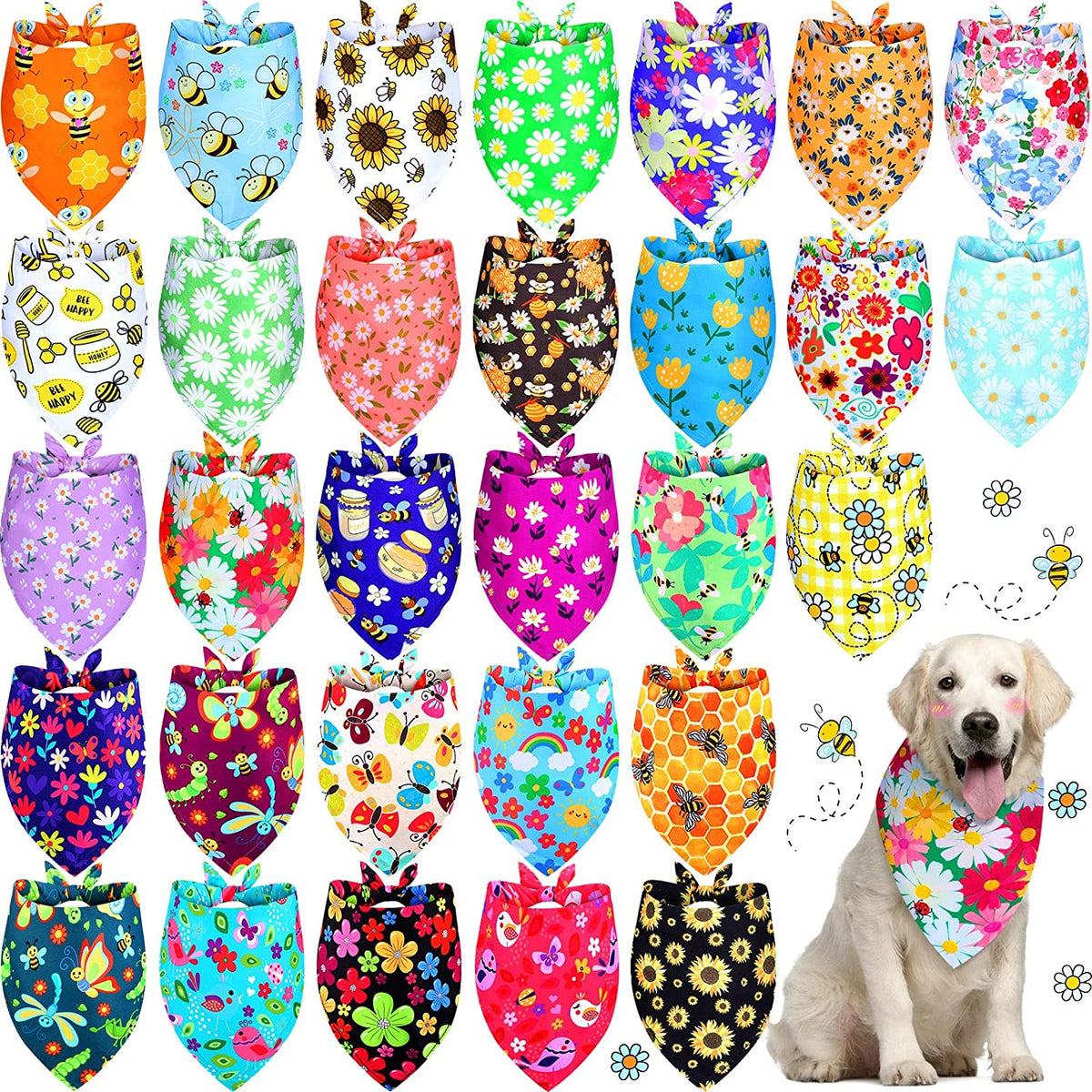 Pañuelos de perro con bonito estampado de flores