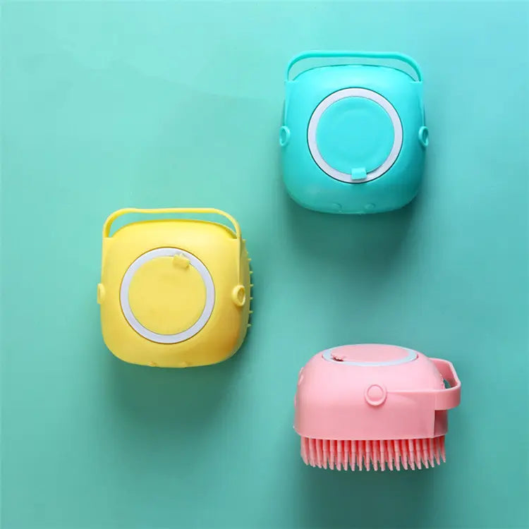 Escova para Banho com Dispenser de Shampoo para Massagem de Animais de Estimação