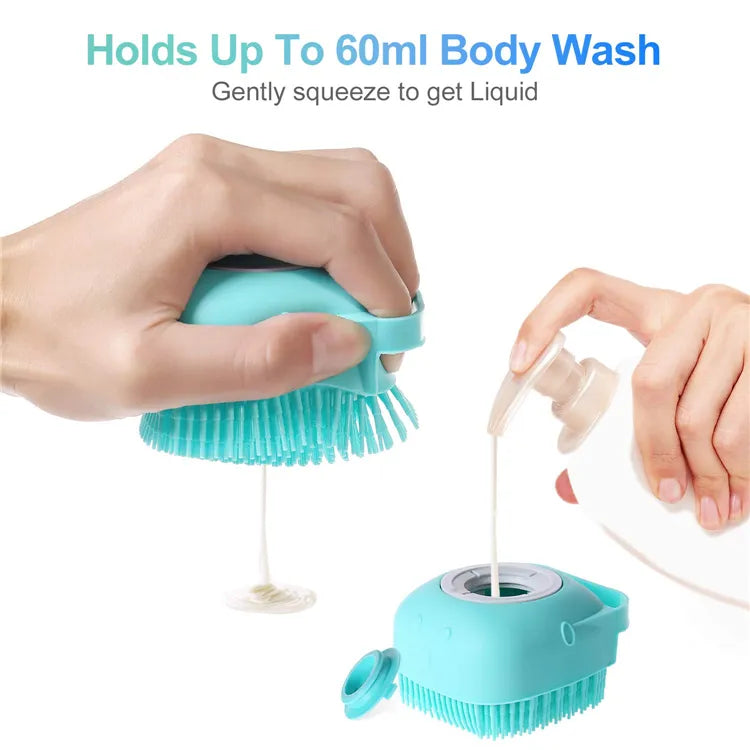 Escova para Banho com Dispenser de Shampoo para Massagem de Animais de Estimação