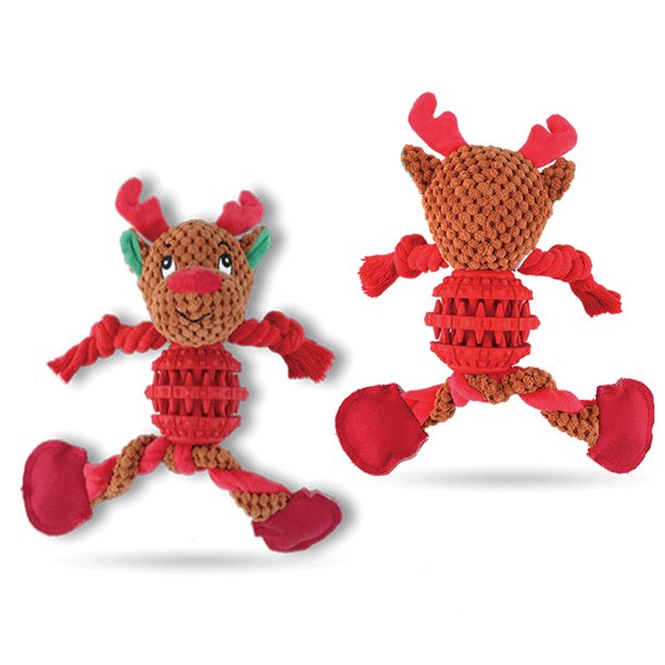 Juguetes de peluche chirriantes para perros + Muñeco de nieve interactivo + Juguetes de cuerda multifunción para perros