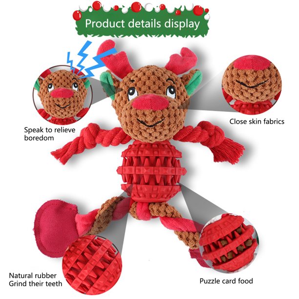 Juguetes de peluche chirriantes para perros + Muñeco de nieve interactivo + Juguetes de cuerda multifunción para perros